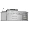 Cuisine extérieure complète inox Primavera by Bellazio kitchen – 8 brûleurs, évier, réfrigérateur, design premium.