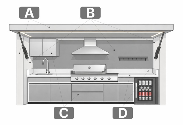 Schéma de personnalisation en couleurs de votre cuisine Avléa Bellazio kitchen